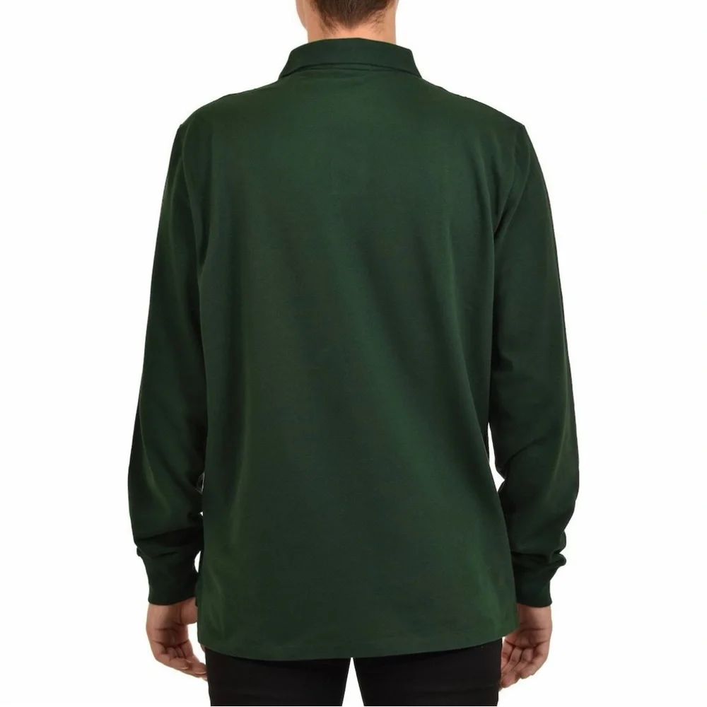 Polo Ralph Lauren Hunter Green Long Sleeve Vintage Cotton Polo Shirt size Medium - Picture 2 of 7